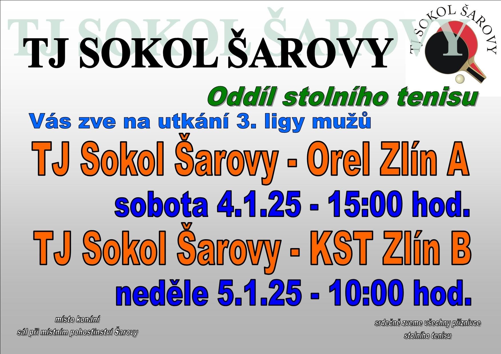 TJ Sokol Šarovy - Orel Zlín A - KS Zlín B