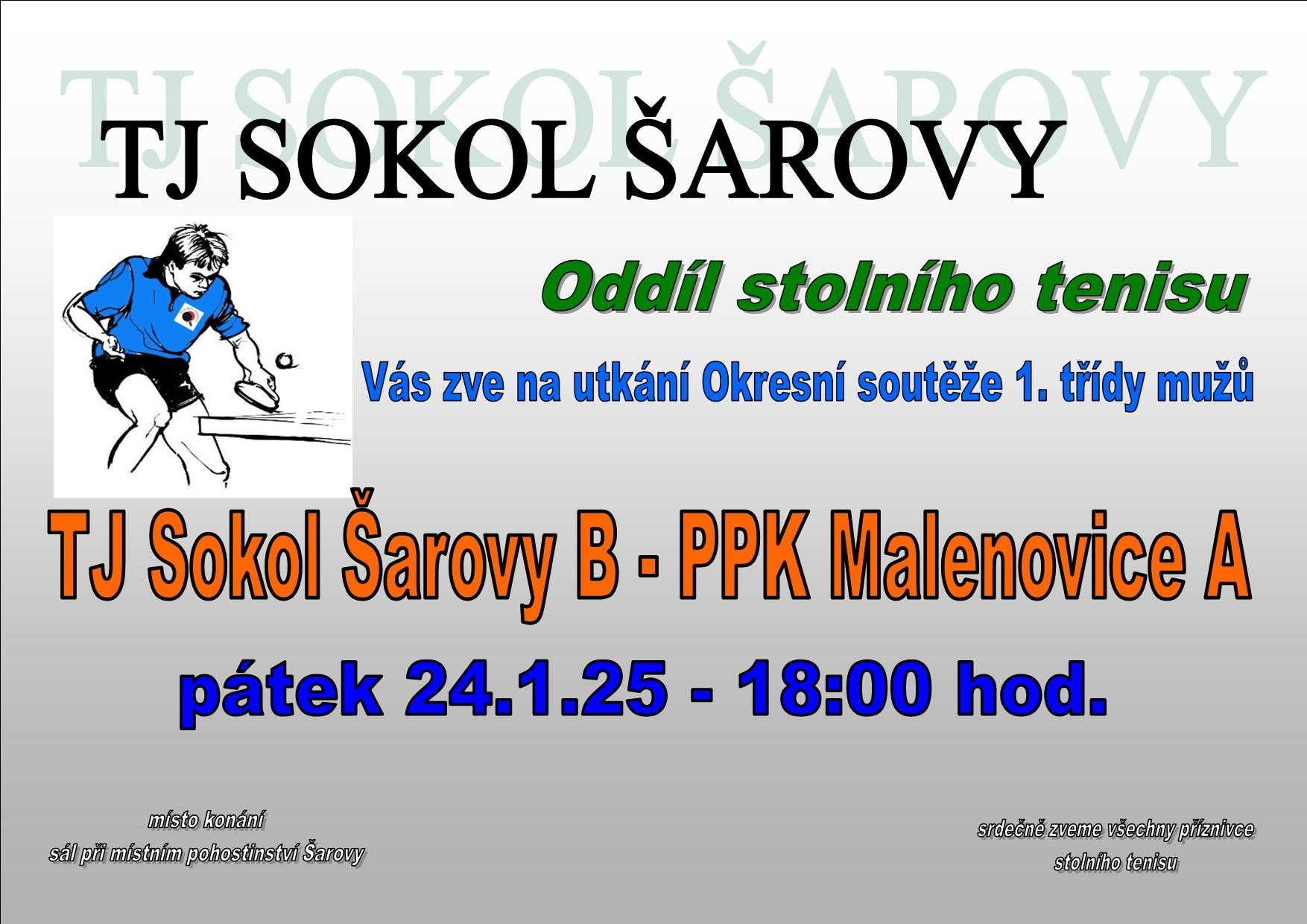 TJ Sokol Šarovy  - PPK Malenovice A