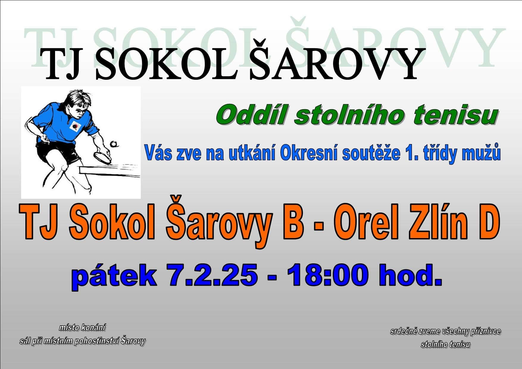 TJ Sokol Šarovy  - Orel Zlín D